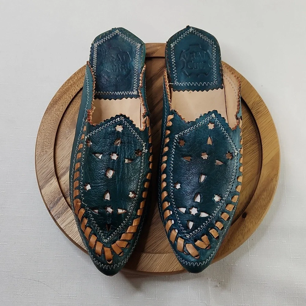 Vrai Cuir leather handmade pointy mules. Size 7 - Picture 5 of 7